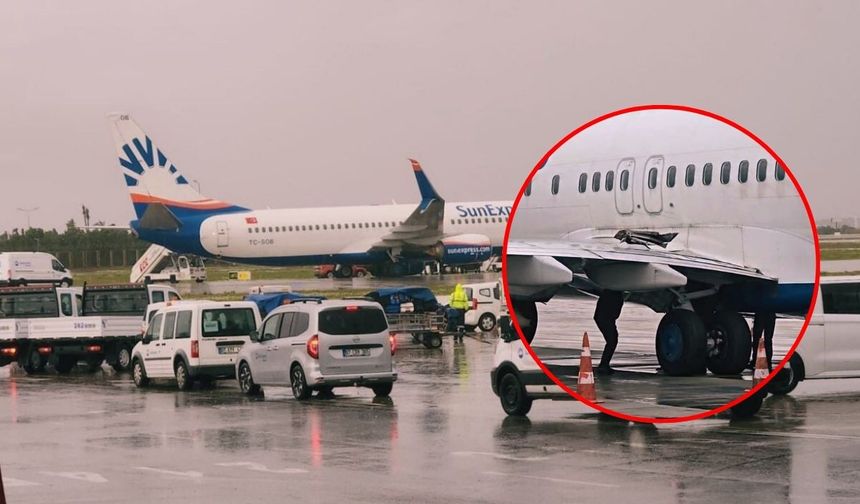 Antalya Havalimanı'nda panik anları: Uçağın tekerleği koptu, kanadı zarar gördü!