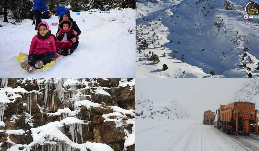 Antalya'da Nisan ayında kayak keyfi! Kar yağışı şehri beyaz örtüyle kapladı