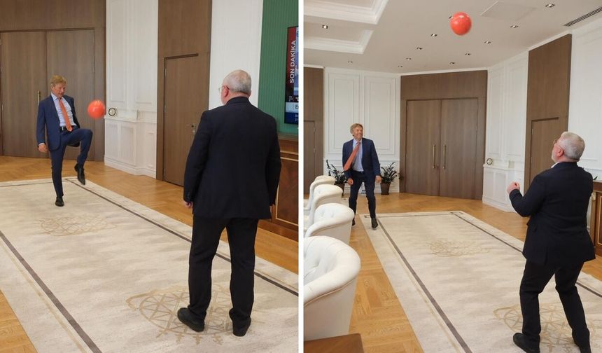 Çorum’da ilginç anlar! Makam odasında futbol oynadılar