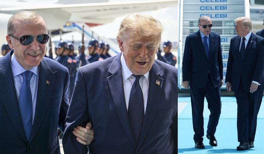 Cumhurbaşkanı Erdoğan, Trump'ı havalimanında karşıladı: İşte o görüntüler