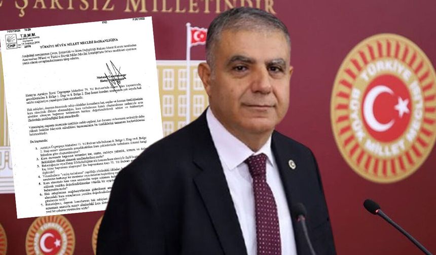 CHP'li vekilden deprem konutlarının kura çekimine soru önergesi