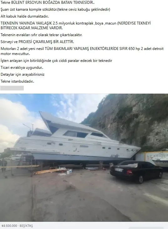 Bülent Erso Batık Tekne Ilanı