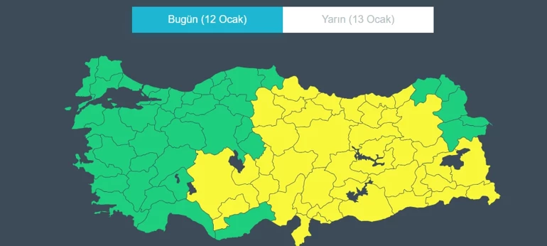 12 Ocak Sarı Kodlu Şehirler
