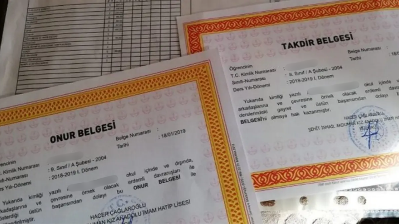 Onur Ve Takdir Belgesi 2026