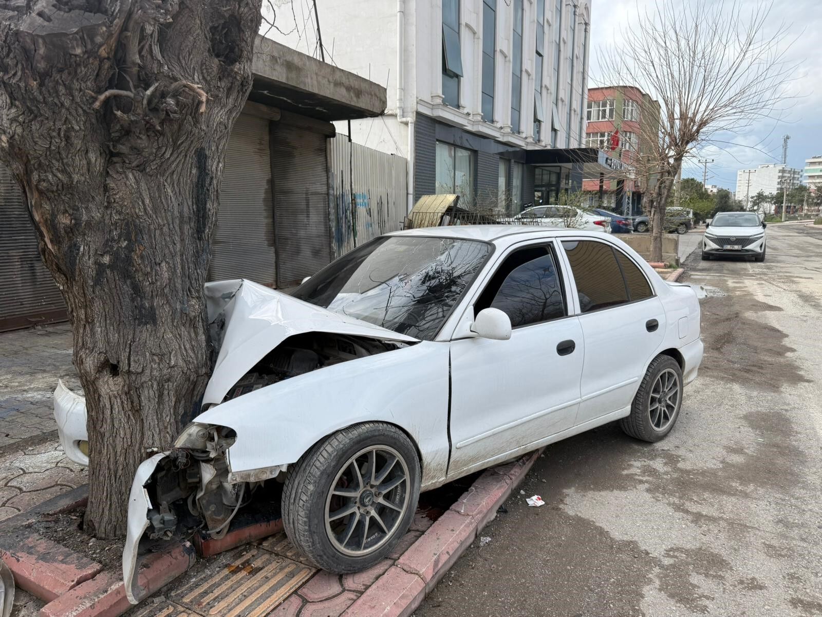17 Yaşındaki Sürücünün Ağaca Çarpma Anı Kamerada! (5)