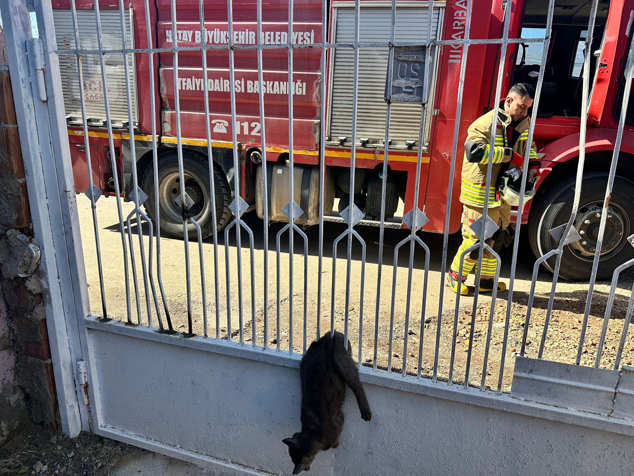 Demir Kapıya Sıkışan Yaramaz Kedinin Imdadına Itfaiye Yetişti! (2)