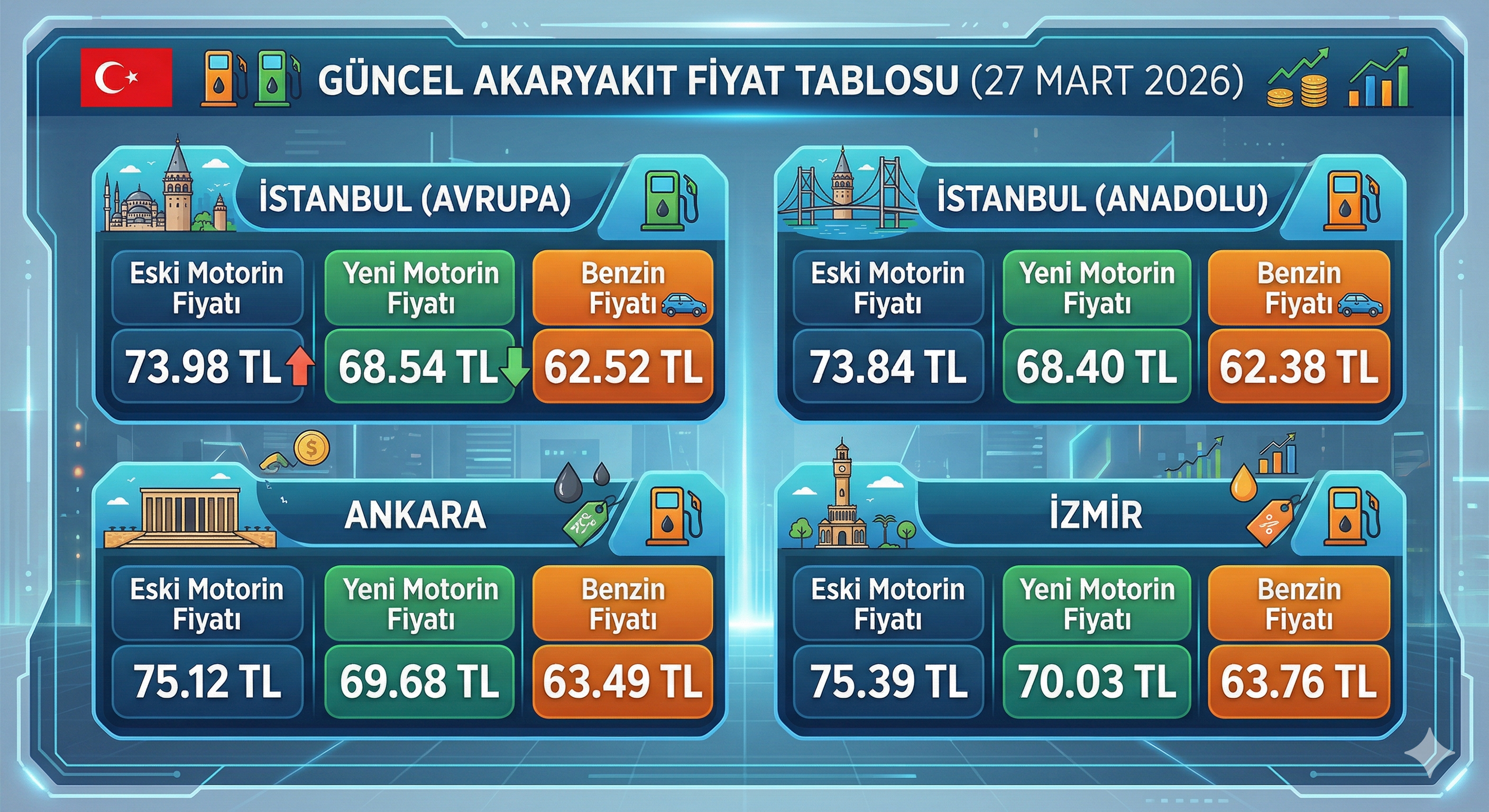 27 Mart Motorin Fiyatları