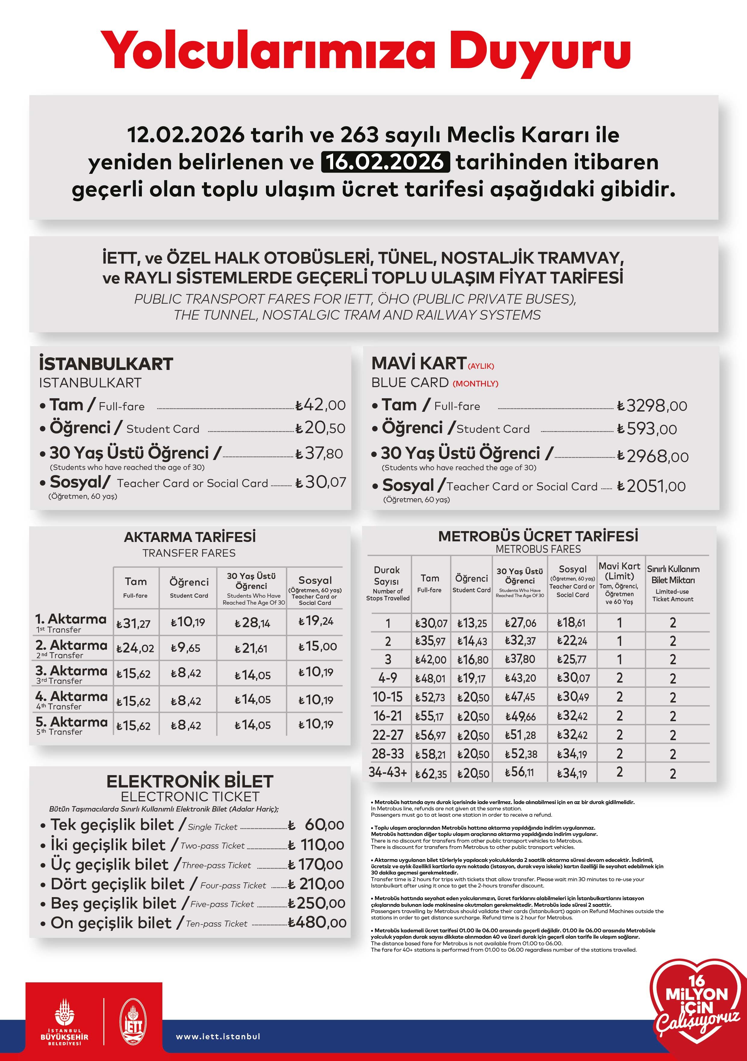 Iett 2026 Ücret Tarifesi,