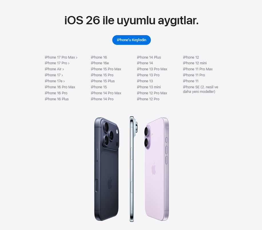 Ios 26 Ile Uyumlu Aygıtlar
