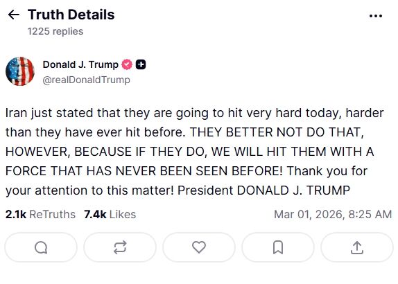 Truthsocial Trump Tehdit