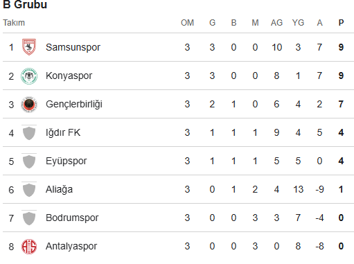 Ztk B Grubu Puan Durumu