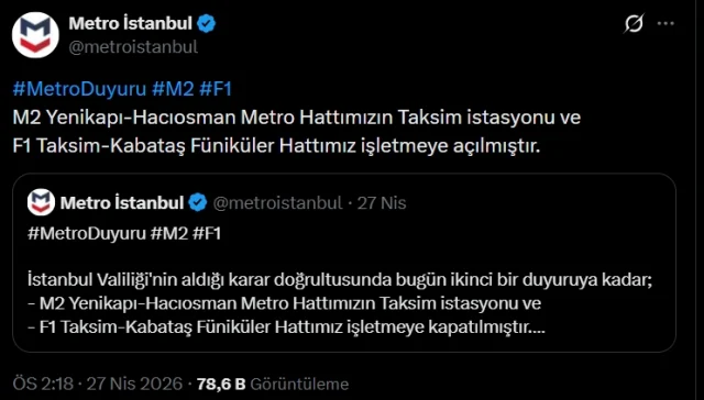 M2 Taksim Füniküler Açıldı