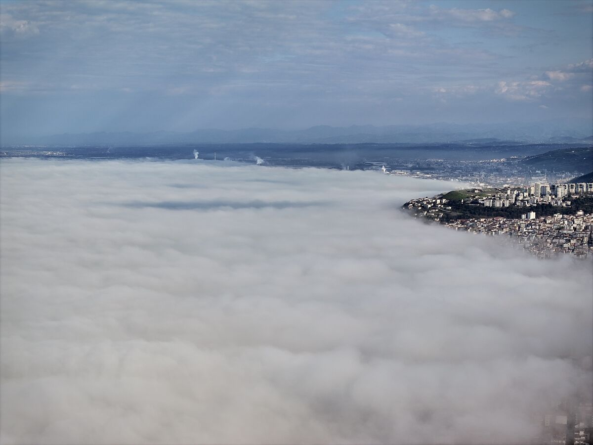 Samsunda Karadenizin Uzerini Kaplayan Sis Denizi Dronla Goruntulendi (2)