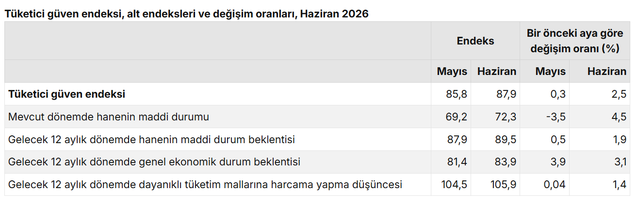 tüketici güveni alt kırılımlar