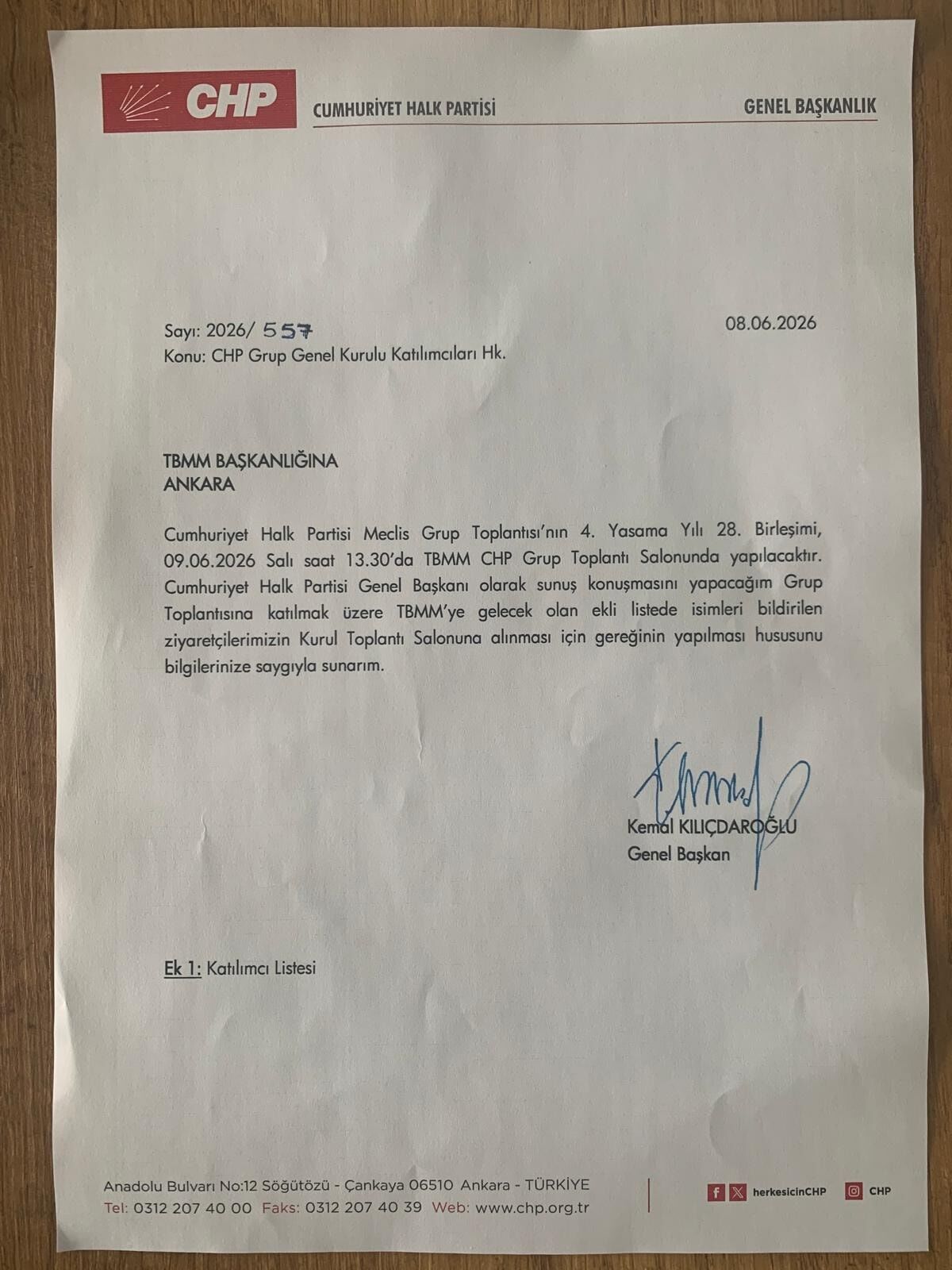 Kemal Kılıçdaroğlı Dilekçe
